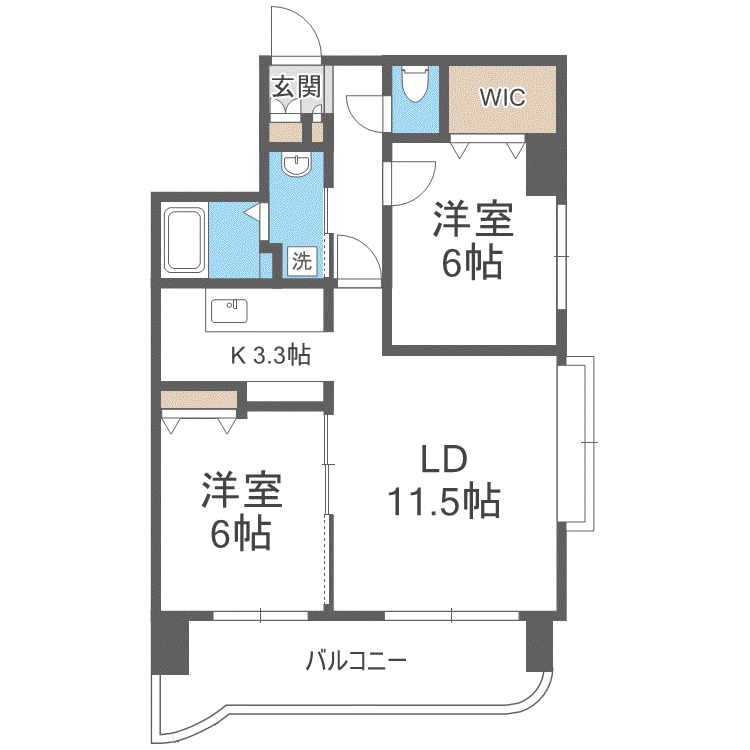 円山ガーデンヒルズ(2LDK/6階)の間取り写真