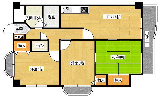 サンコーポ長束II(3LDK/4階)の間取り写真