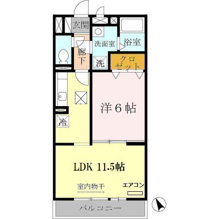 クレセント(1LDK/1階)の間取り写真