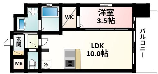 ATTIRANT西三国(1LDK/6階)の間取り写真