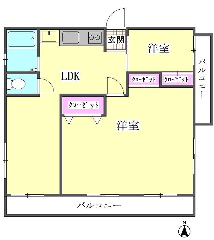 山王2丁目戸建(2LDK/2階)の間取り写真