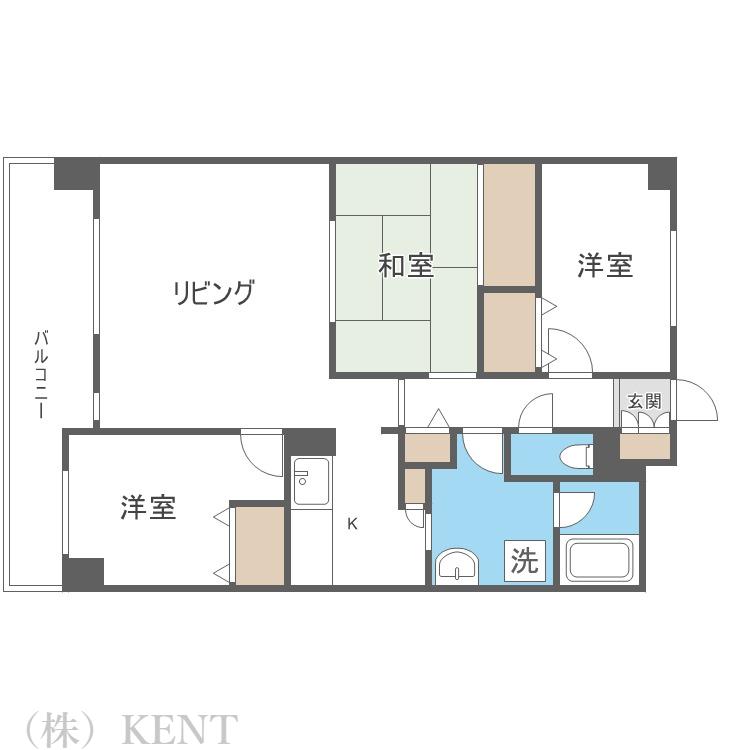 パークノヴァ北円山(3LDK/3階)の間取り写真