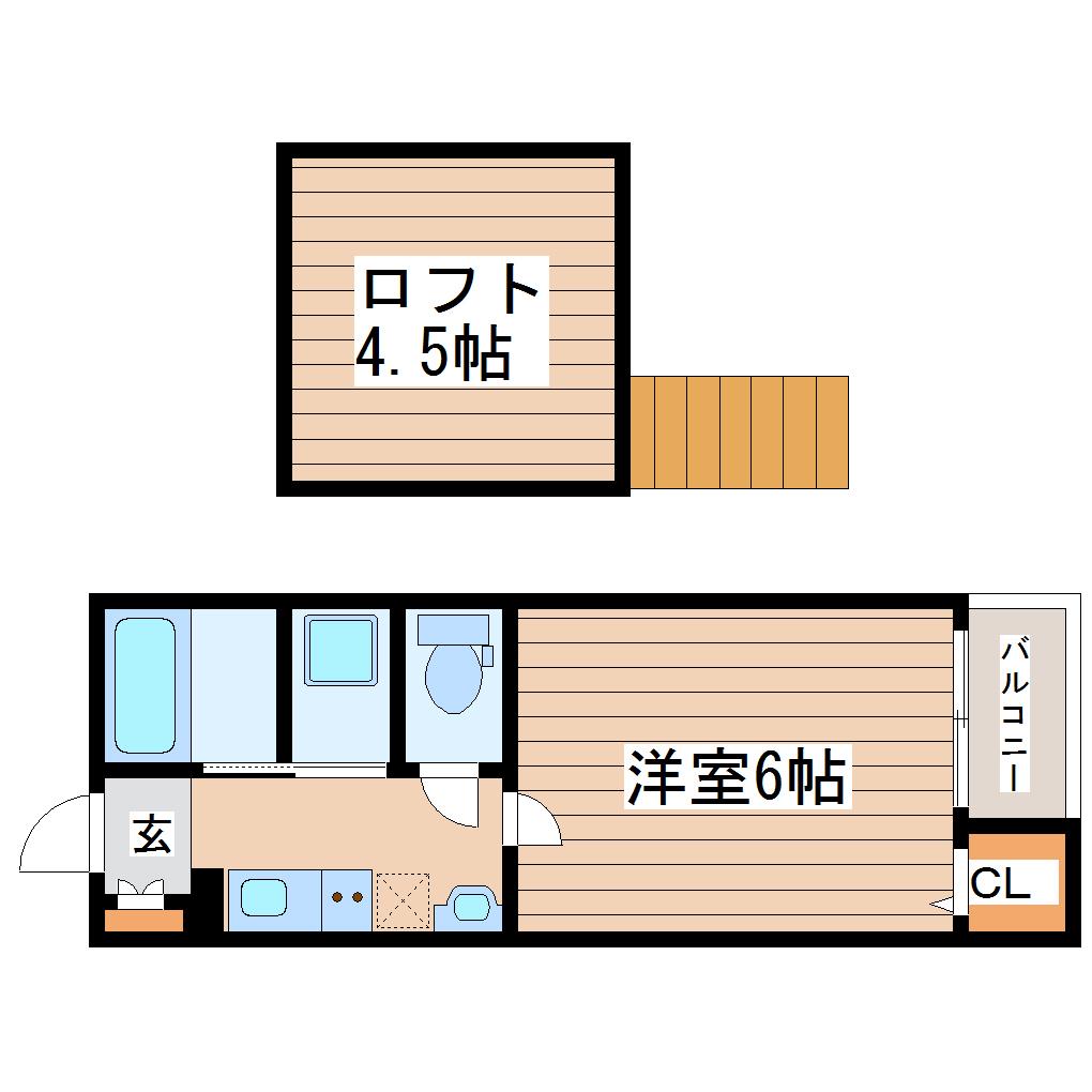LINK STAGE旭ヶ丘(1K/1階)の間取り写真