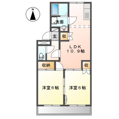 アンシャンテ(2LDK/2階)の間取り写真