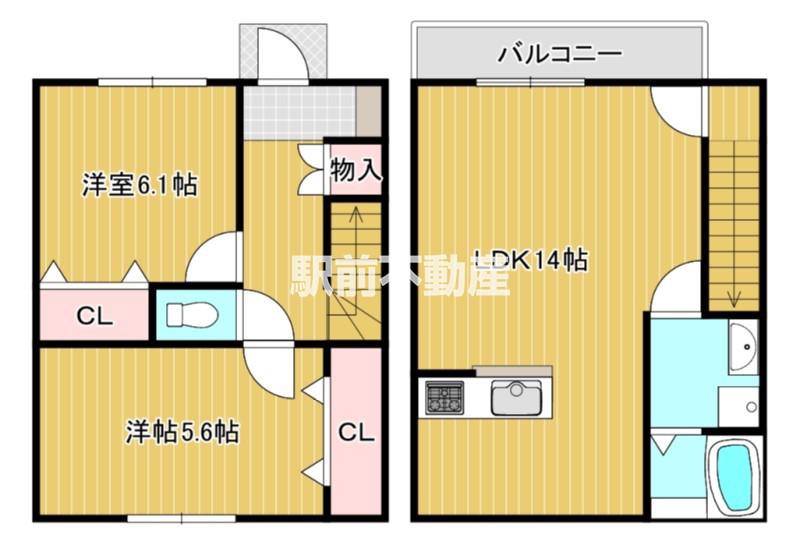 K-IDEAL久留米IIIB棟(2LDK/1階)の間取り写真