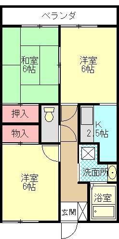 スターハイツ(3K/2階)の間取り写真
