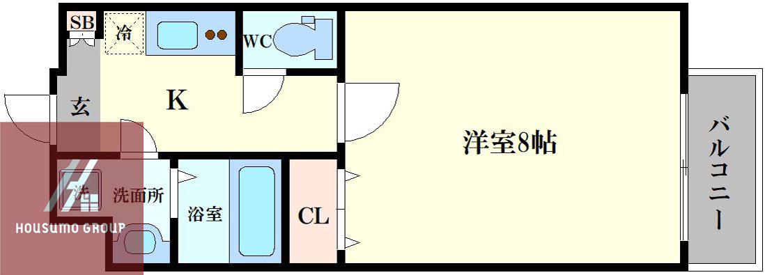 アンリ北詰(1K/2階)の間取り写真