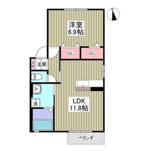アバンサール D(1LDK/2階)の間取り写真