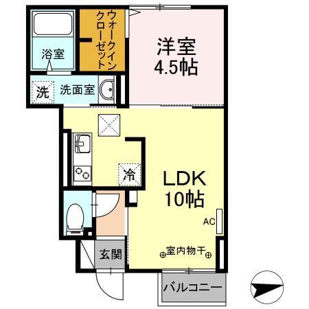 D-ROOMパーシモン(1LDK/1階)の間取り写真