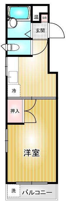 スクエア橘(1K/2階)の間取り写真