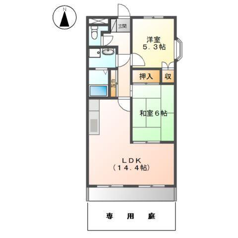 シャンパーニュ(2LDK/1階)の間取り写真