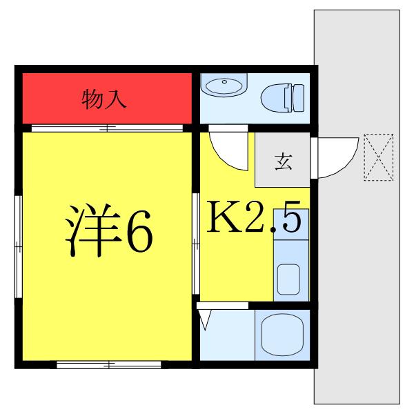 田口ハウス(1K/1階)の間取り写真