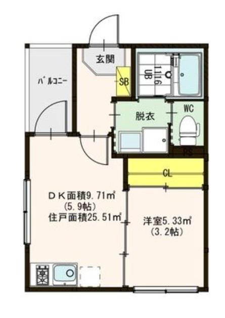 HT紅雲町II(1DK/2階)の間取り写真