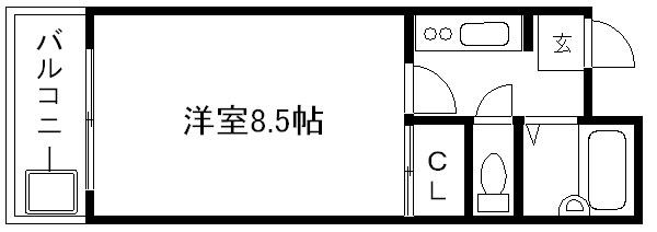 コスモハイツ新町II(1K/3階)の間取り写真