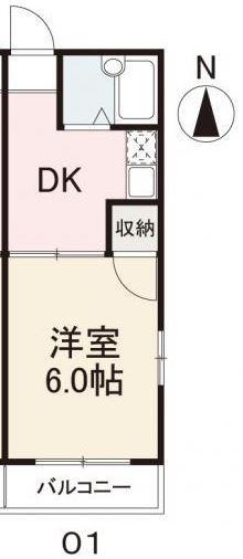 コート志度I(1K/2階)の間取り写真
