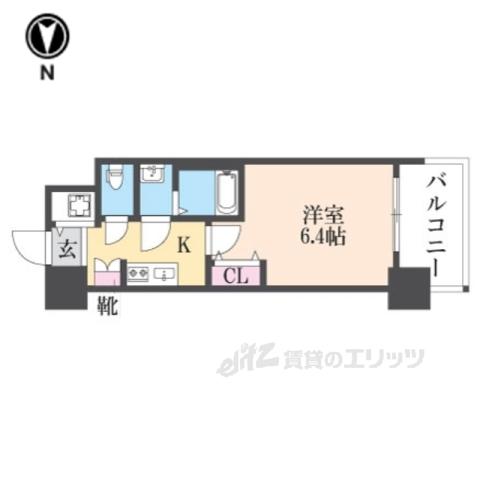 グランカーサ高井田(1K/10階)の間取り写真