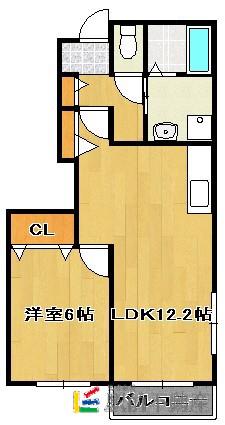 リアン・ロジュマンA(1LDK/1階)の間取り写真