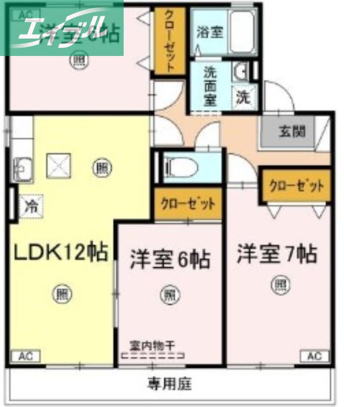 第3ジュネス芳泉B棟(3LDK/1階)の間取り写真