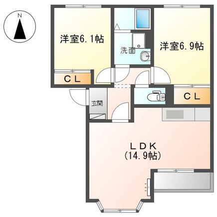 WILL PARK(2LDK/1階)の間取り写真