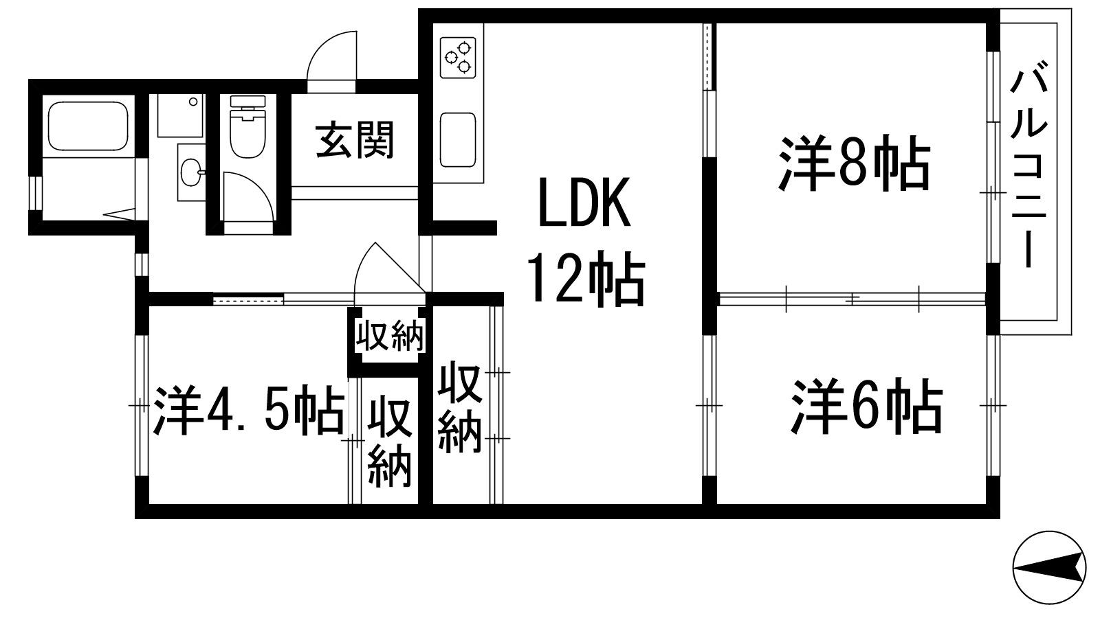 光明4号棟(3LDK/4階)の間取り写真