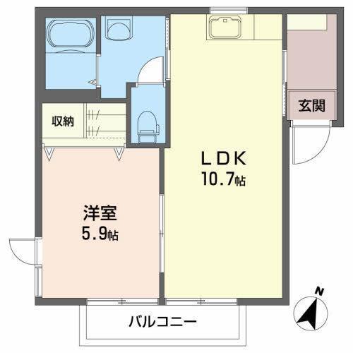 グランコートA(1LDK/2階)の間取り写真