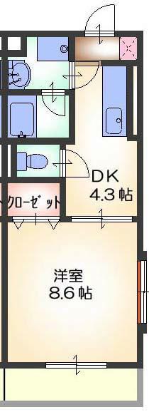 VIOLA(1DK/1階)の間取り写真