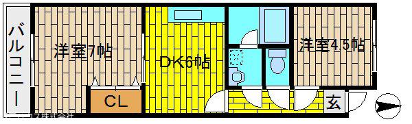 三上ビル(2DK/4階)の間取り写真
