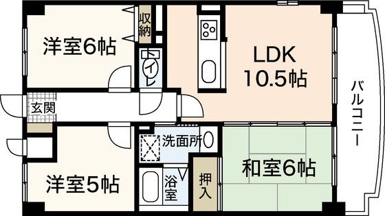 ロイヤルハイツシモダ(3LDK/4階)の間取り写真