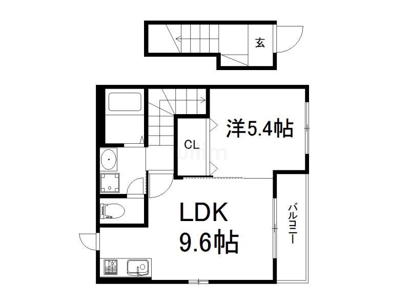 SORRISO INARI(1LDK/2階)の間取り写真