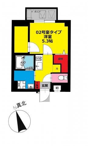 BCASA フォルツァ南砂(1K/4階)の間取り写真