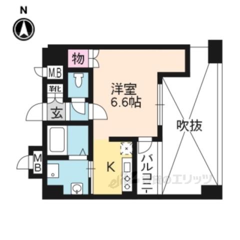 グラマシー京都(1K/9階)の間取り写真