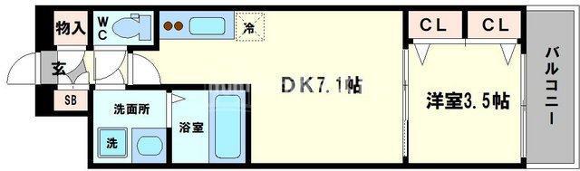 LC天王寺東(1DK/5階)の間取り写真
