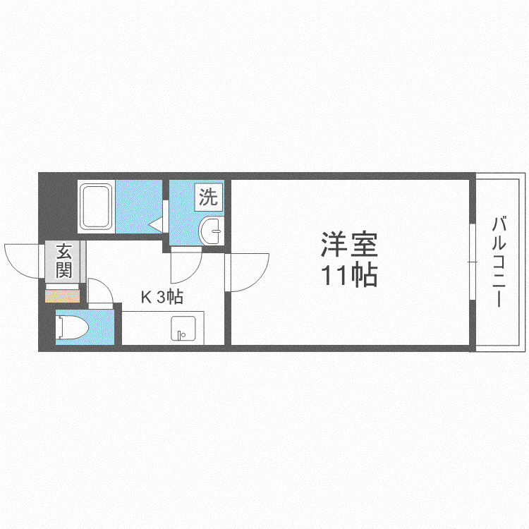 エクセル516(1K/1階)の間取り写真