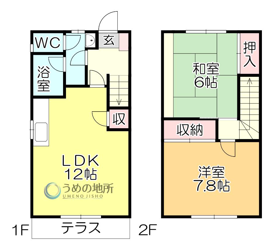 CRSカーサ F棟(2LDK/1階)の間取り写真
