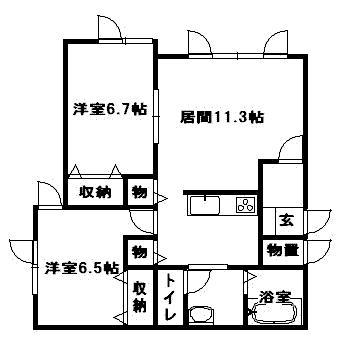 JR函館本線 近文駅 徒歩25分 2階建 築15年(2LDK/1階)の間取り写真
