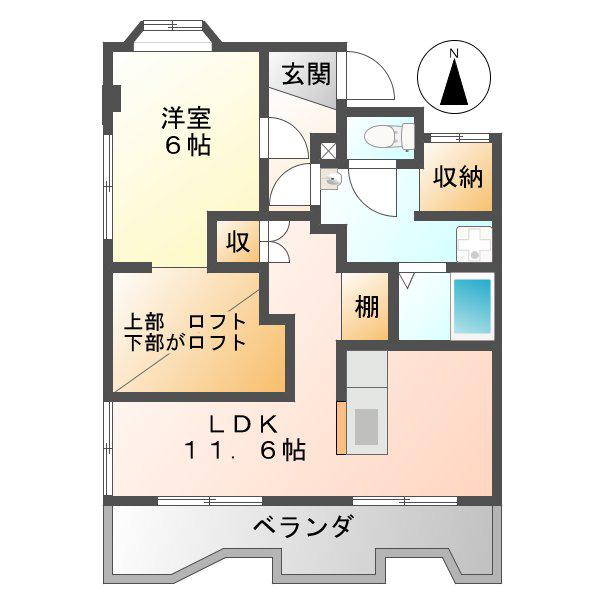 マンション善(1LDK/3階)の間取り写真