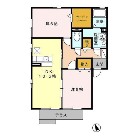 グランブランシェ(2LDK/1階)の間取り写真
