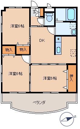 平和台マンション(3DK/6階)の間取り写真