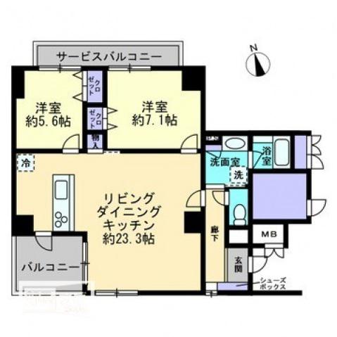 ガーデンテラス丸亀町参番街ウエストレジデンス(2LDK/9階)の間取り写真