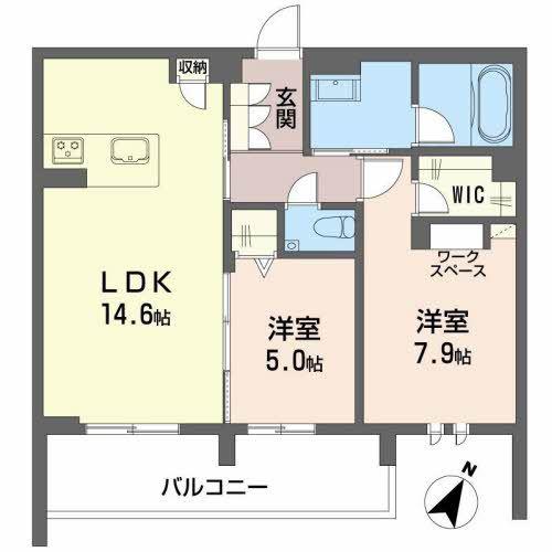 シャーメゾンけやき通(2LDK/4階)の間取り写真