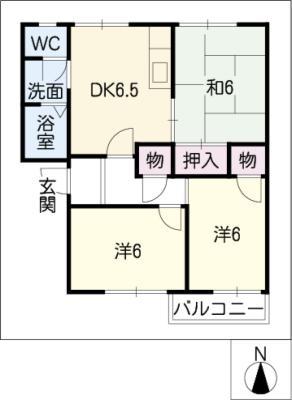 ドミールフルサワB(3DK/2階)の間取り写真