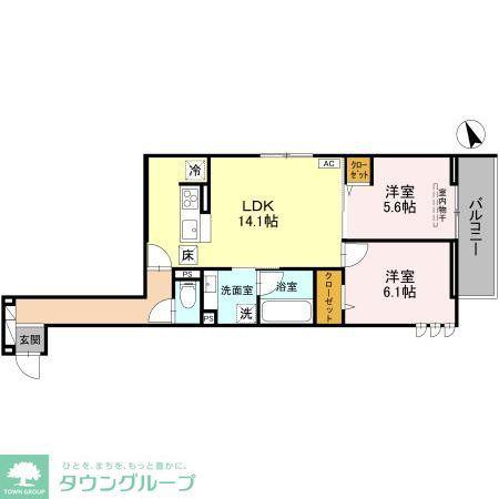 TORISIA新河岸(2LDK/3階)の間取り写真