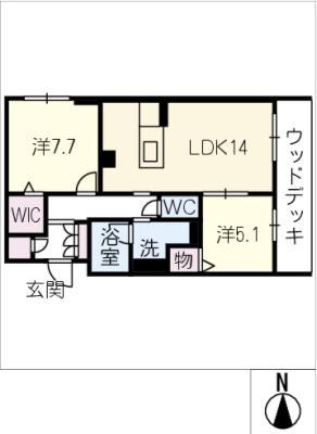 リーベン メーア(2LDK/1階)の間取り写真