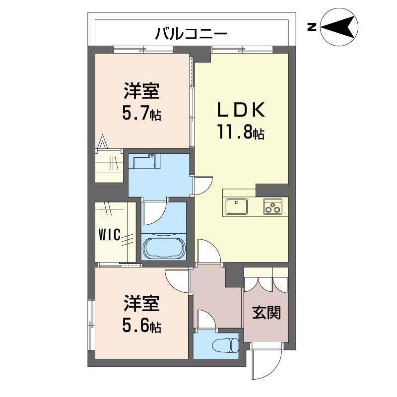 ルアナ錦(2LDK/1階)の間取り写真