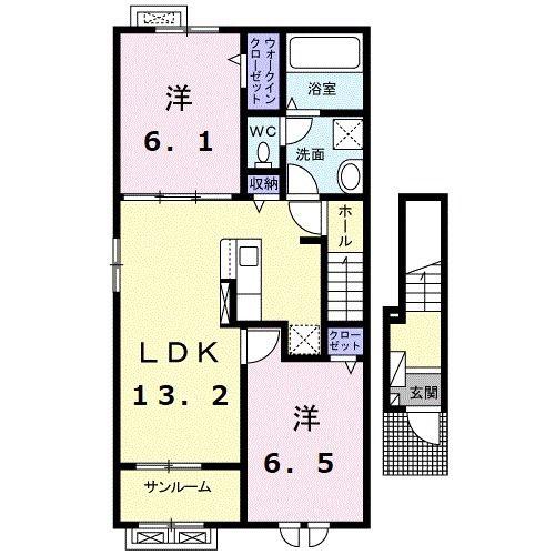 兆 II(2LDK/2階)の間取り写真