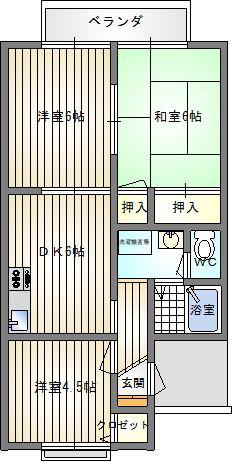 セジュール魚崎(3DK/2階)の間取り写真