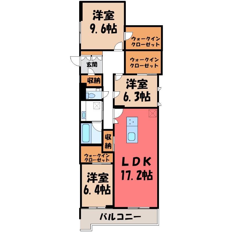 BLANC NOIR(1LDK/2階)の間取り写真