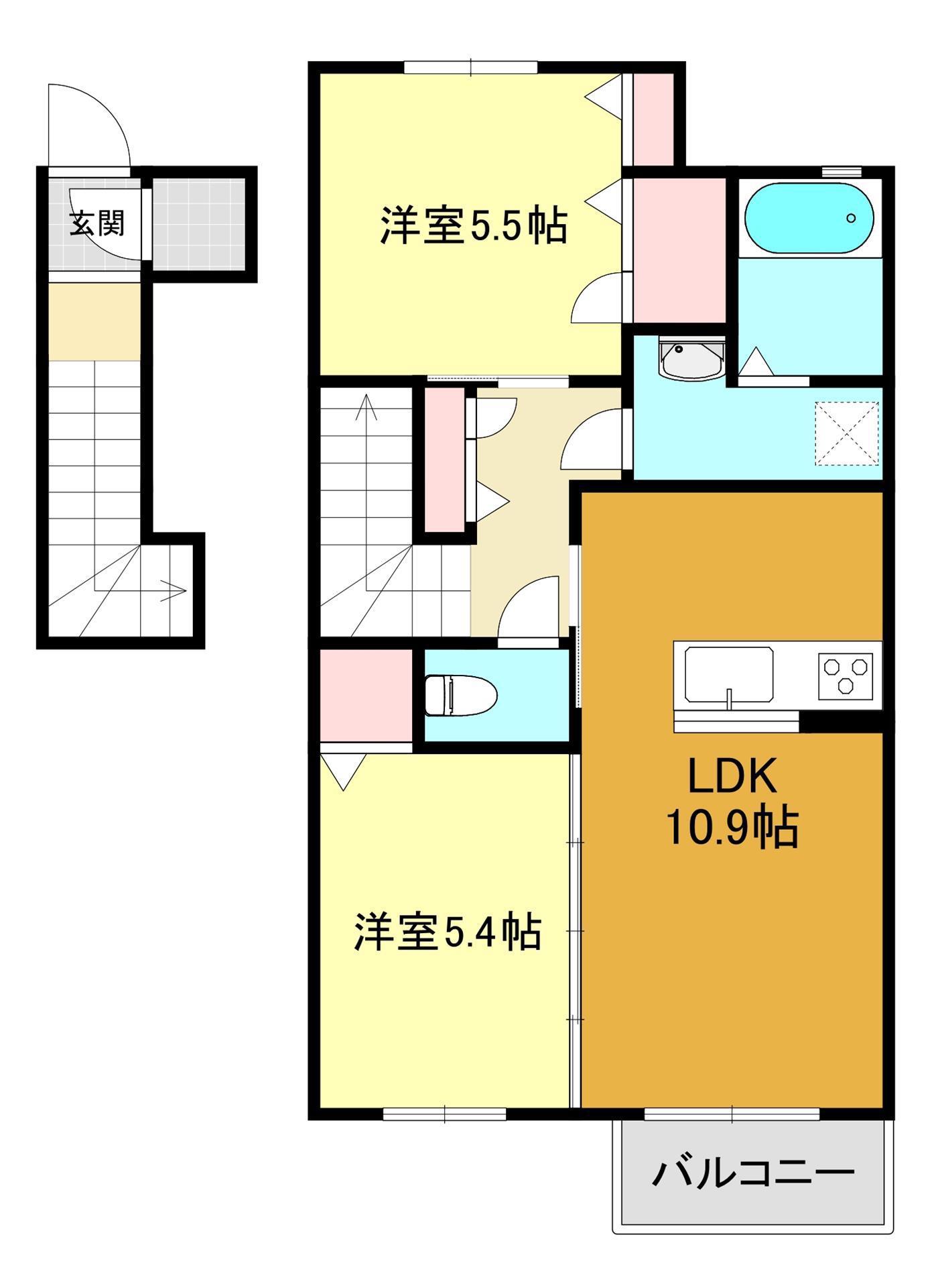 アンジュ(2LDK/2階)の間取り写真