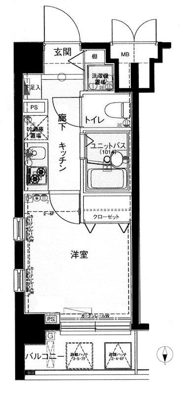 メインステージ恵比寿東(1K/3階)の間取り写真