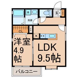 クラージュ黒川(1LDK/1階)の間取り写真